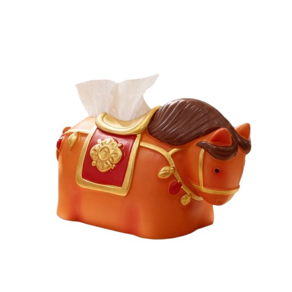 Resin Horse Shaped Tissue Box Cover Decorative Desktop Ornament for Living Room Bedroom Office Home Decoration Gift