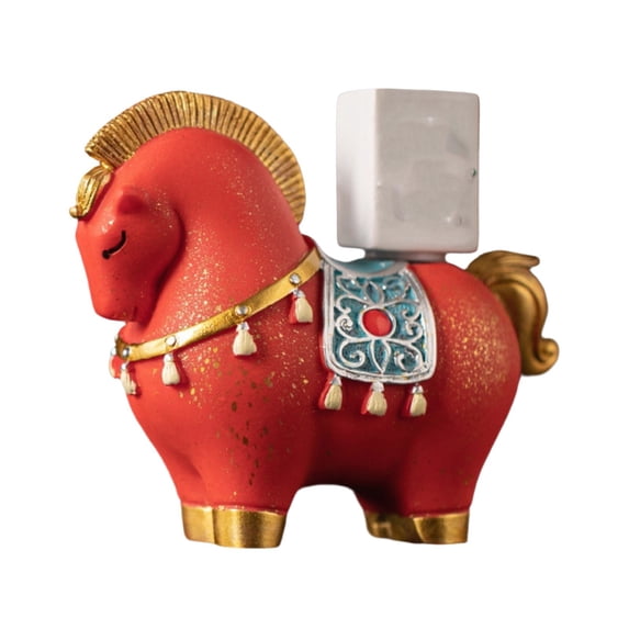 Resin Horse Statue, Fire Horse Figurine, Year of the Horse Gifts 2026 Decorations, Spring Festival Cute Zodiac Gift Blessing Souvenir Home Office Store Restaurant Tabletop Decors,3.35X2.72inch
