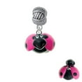 thumbnail image 1 of Resin Hot Pink & Black Ladybug Sweetie - Large Rope with Cross Beads Charm Bead, 1 of 1