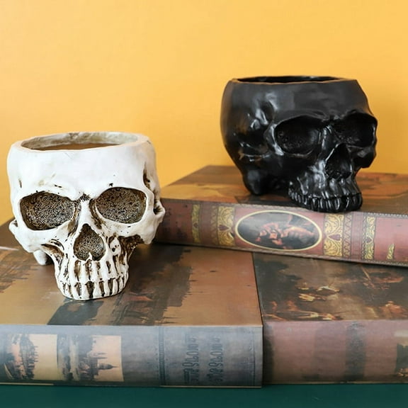 Resin Human Skull Model Flowerpot Workmanship Planter Pot Attractive Multifunctional for Home A