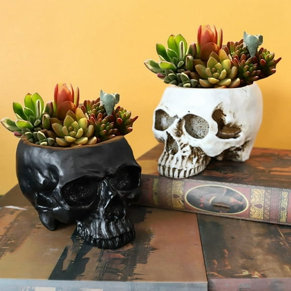 Resin Human Skull Model Flowerpot Workmanship Skull Planter Pot Attractive Multifunctional for Home B