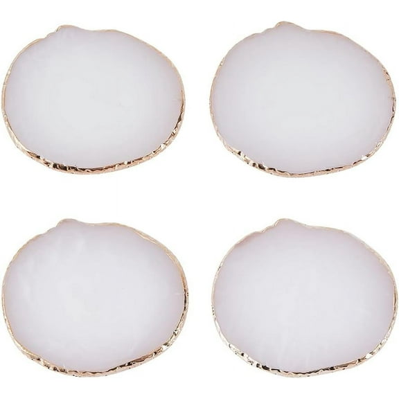 Resin Imitation Agate Coasters for Drinks Cup Mats Snow 9.15~9.2x8~8.1x0.6cm 4pcs/box