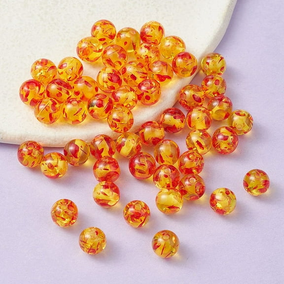 Resin Imitation Amber Beads Round golden 8mm Hole: 2mm DIY