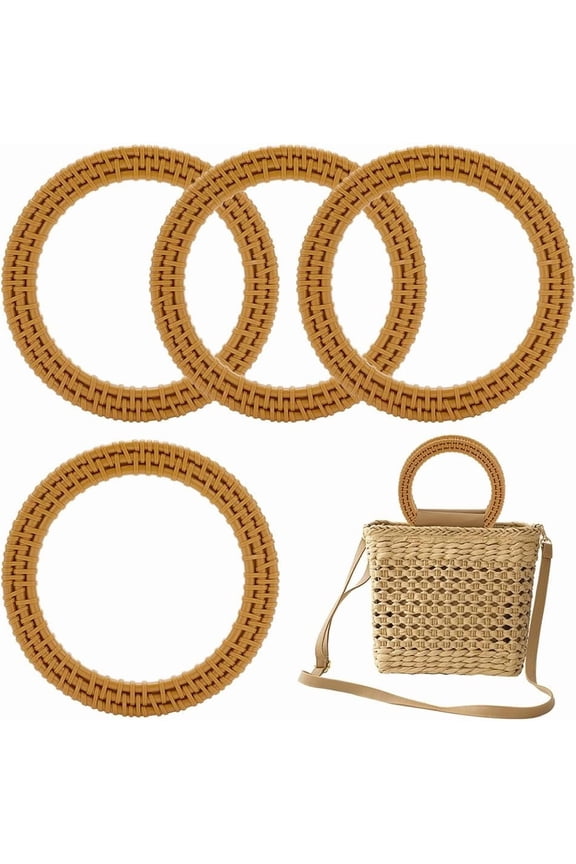 Resin Imitation Rattan bag Handles Round Ring for bag Straps Replacement Accessories Goldenrod 11.8x0.85cm Inner Diameter: 8.8cm