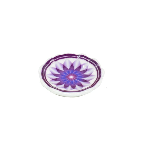 Resin Imitationg Blue and White Porcelain Plates Miniature Ornaments for Garden Dollhouse Accessories Blue Violet 33x6mm