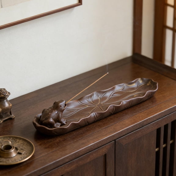 Resin Incense Burner | Home Decor FRO G Shape | Ash Catcher | Brown | 27.5cm x 8cm x 6.5cm | Elegant Meditation, , Relaxation Accessory