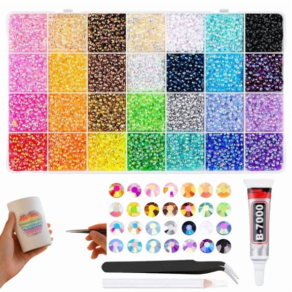 Resin Jelly Rhinestones for Bedazzling, 30000Pcs 3/4/5mm Multicolor Flatback Resin Gems for Crafting, Bedazzler Kit with Tweezer for DIY Crafts Tumblers Shoes Fabric Decor Nail Art