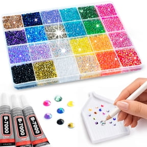 Resin Jelly Rhinestones for Bedazzling Kit, 32000Pcs Multicolor Bedazzler Kit 3mm Flatback Rhinestones, Diamond Art Gems for Crafting Bedazzled Kits with 3Pcs 10ml B7000 Glue for DIY Crafts Book Shoe