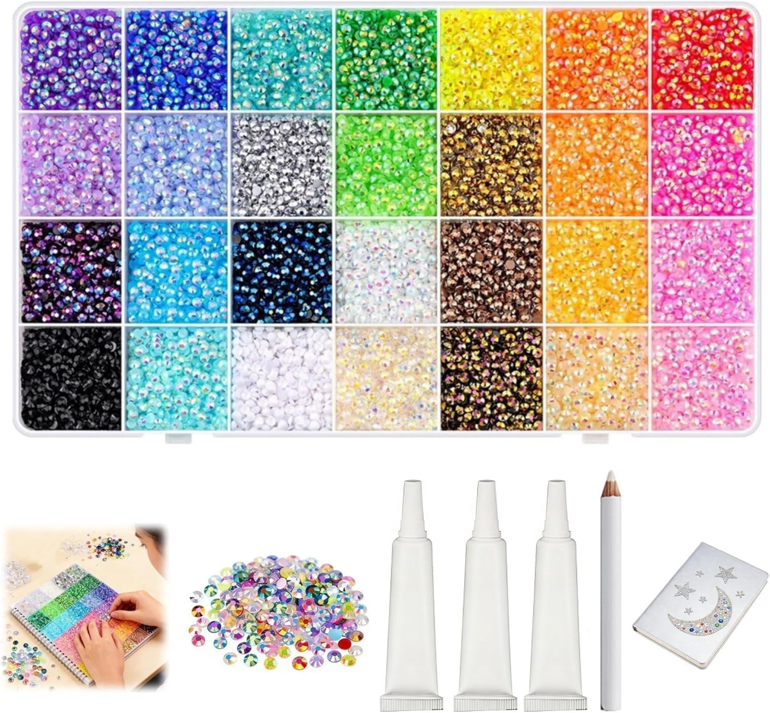 Resin Jelly Rhinestones for Bedazzling, Multicolor 3mm Flatback Rainbow Gems 3mm Rainbow Colorful Jelly Rhinestones Gems Bedazzling Bedazzed Kit, Multi Colored Gemstones Flatback Bedazzler