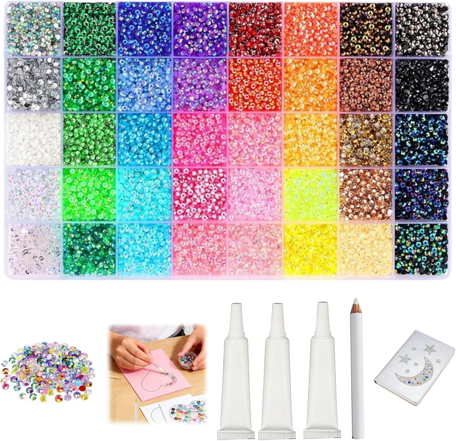 Resin Jelly Rhinestones for Bedazzling, Multicolor 3mm Flatback Rainbow Gems 3mm Rainbow Colorful Jelly Rhinestones Gems Bedazzling Bedazzed Kit, Multi Colored Gemstones Flatback Bedazzler
