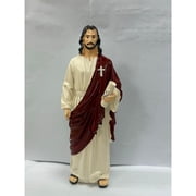 Resin Jesus Statue,7.5 Inch Hand Painted Jesus Figurine in Red Robe,Collectible Model for Home Display,Faith Space,Art Collection