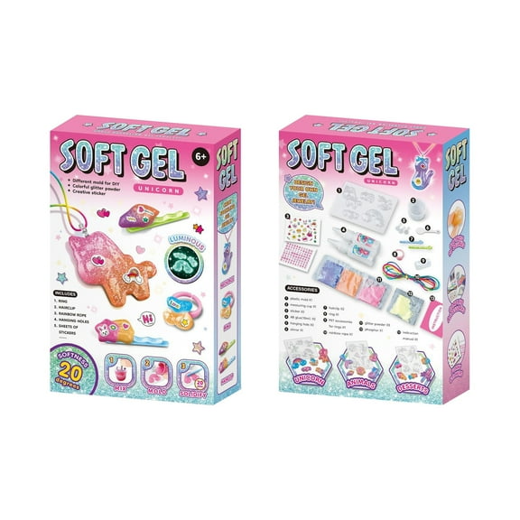 Resin Jewelry Making Kit All Ages Jewelry Making Kit Complete Set with Resin Molds Jewelry Glow in The Dark Rainbow Unicorn Theme Supplies for Custom Rings Hair Clips, one Pack