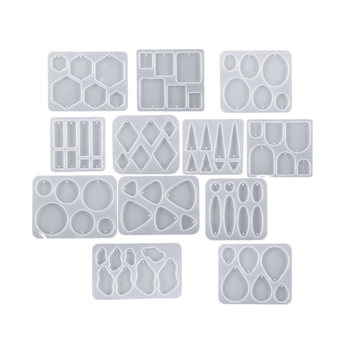 Resin Jewelry Molds,12 PCS Earring Resin Molds Silicone with Hole