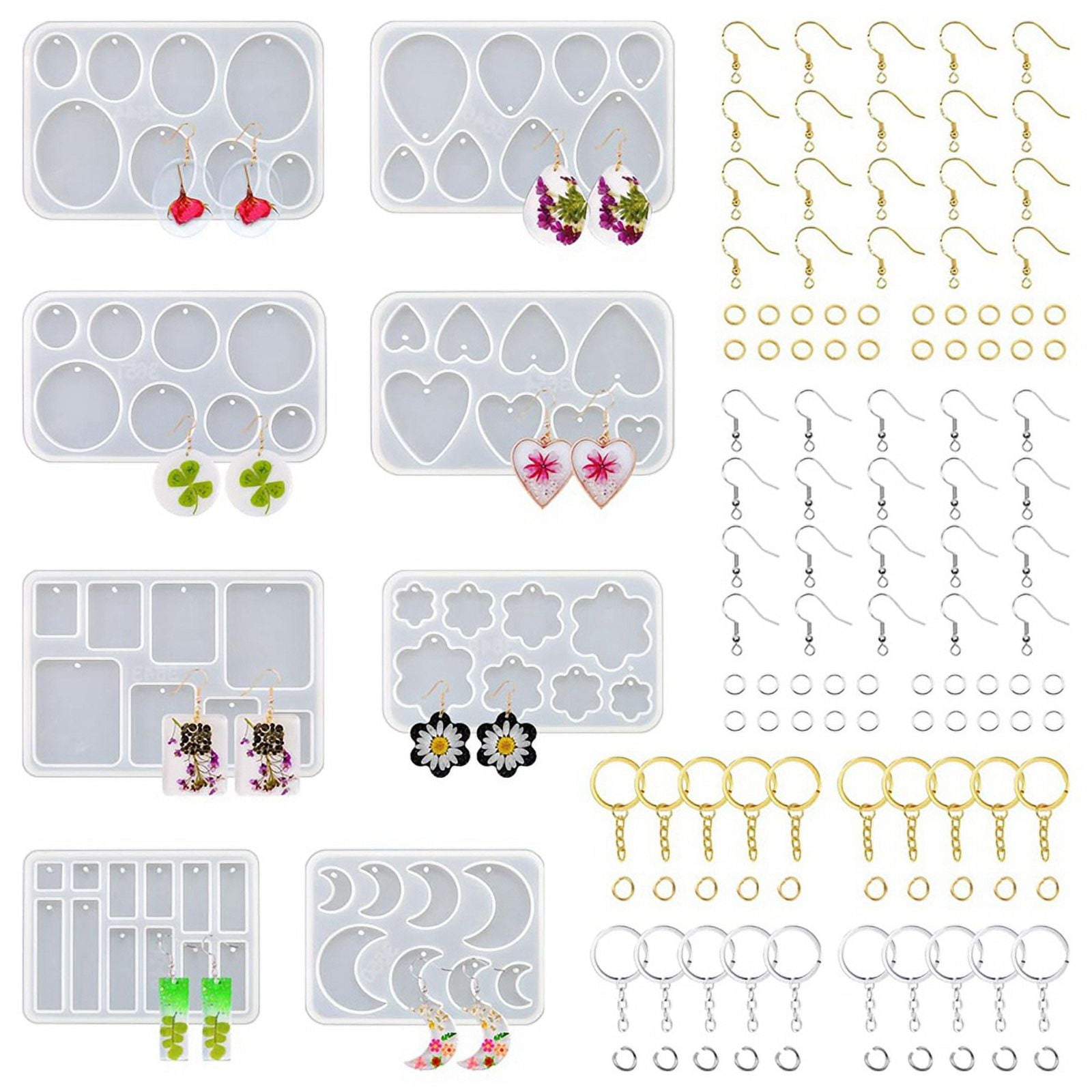 Resin Jewelry Molds,128 Pcs Multiple UV Resin Earring Mold with Holes ...