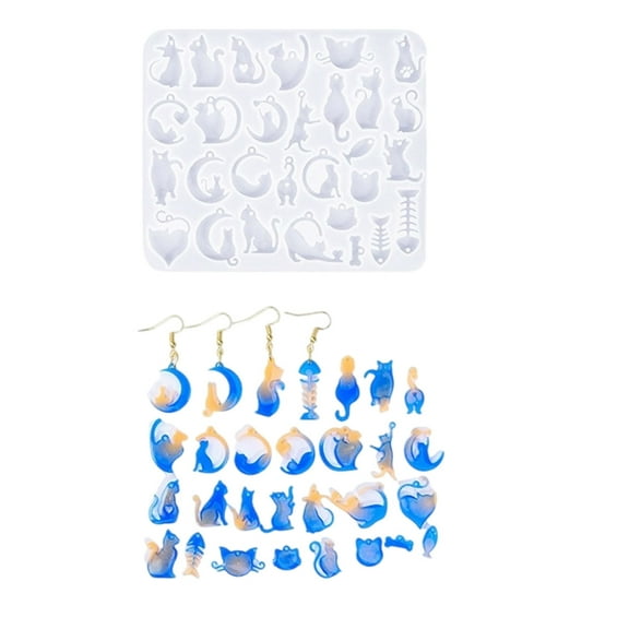Resin Jewelry Silicone Mold Jewelry Making Tool Earrings Moulds Suitable for Moon Cats Themed Earrings and Pendants