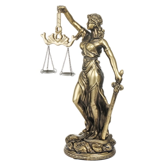 Resin Justice Sculpture Blindfolded with Scale Fairness Figurine for Home Decor