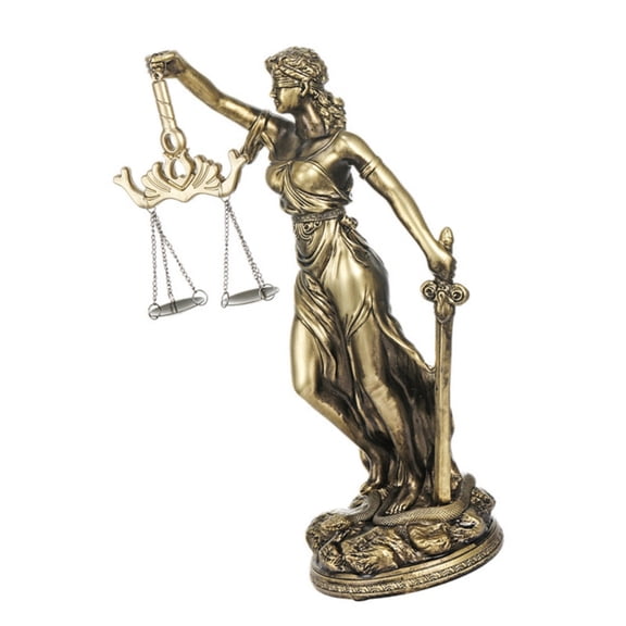 Resin Justice Sculpture Blindfolded with Scale Figurine for Home Decor
