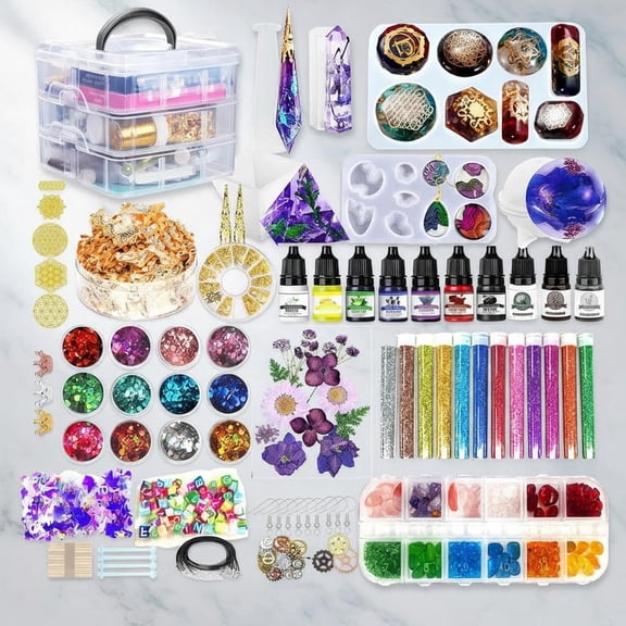 Resin Kit - Complete Resin Kits and Molds Set with Sphere, Pyramid, Crystal Molds & Epoxy Supplies for DIY Crafts