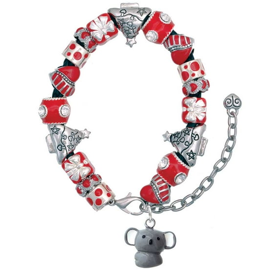 Resin Koala Bear Red Christmas Bead Bracelet