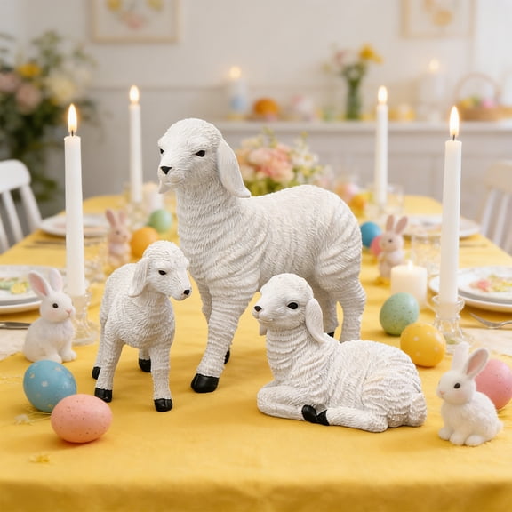 Resin Lamb 1Pcs White Resin Lamb Figurines Easter Sheep Goat Decor for Home Garden Courtyard Horticultural Ornament NCHKUN