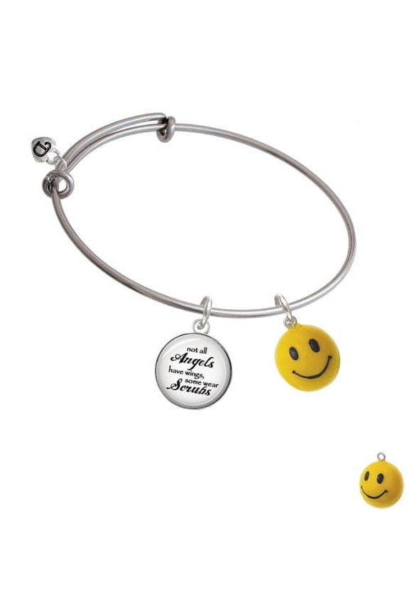 Resin Large 3-D Happy Face Angels Wear Scrubs Bangle Bracelet