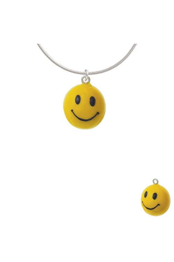 Resin Large 3-D Happy Face Charm Necklace, 18"+2" Extender