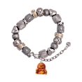 thumbnail image 1 of Resin Laughing Buddha Silver Tone Christian Bead Bracelet, 1 of 4