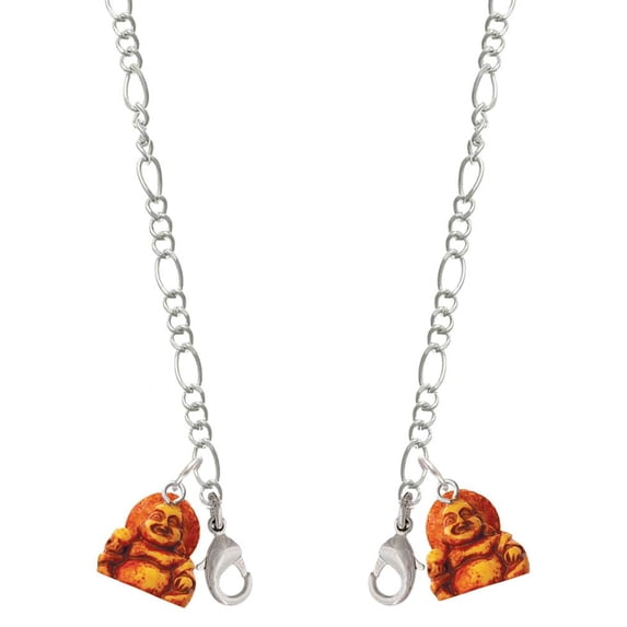 Resin Laughing Buddha Silvertone Face Mask Necklace