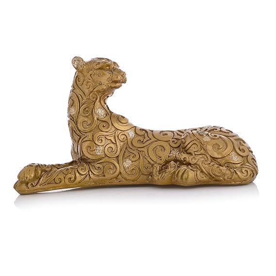 Resin Leopard in Sitting Position Figurine Idol - Exquisite Home Decor Accent Statue