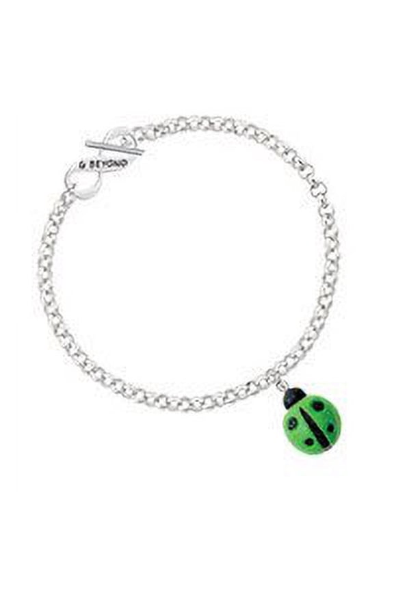 Resin Lime Green Ladybug Love Bug & Beyond Infinity Toggle Chain Bracelet