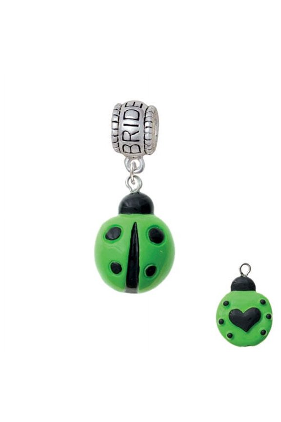 Resin Lime Green Ladybug Love Bug - Bride Charm Bead