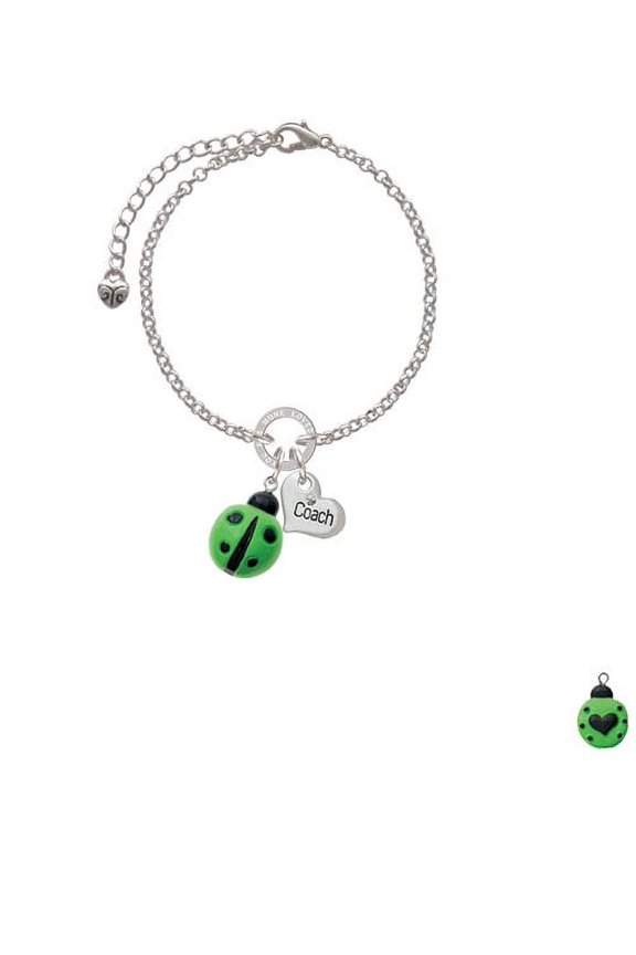 Resin Lime Green Ladybug Love Bug Coach You Are Loved Circle Bracelet