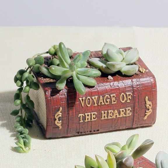 Resin Literary Book Floral Vase Simulation Flower Pot for Garden Landscape Living Room Decorative Planter