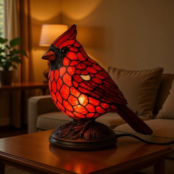 Resin Living Room Cardinal Lamp Night Light , Animal Desk Lamp & Night Light for Bedroom/Living Room,Enhance Home Ambiance Stained Glass Cardinal Lamp Decoration,Birds Gift2026