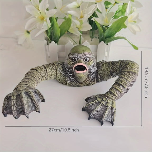 Resin Lizard Man Collectible Figurine, Creature from the Black Lagoon Replica, Unique Indoor Hanging Decoration for Prayer Room, Creative Design, No Electricity Needed