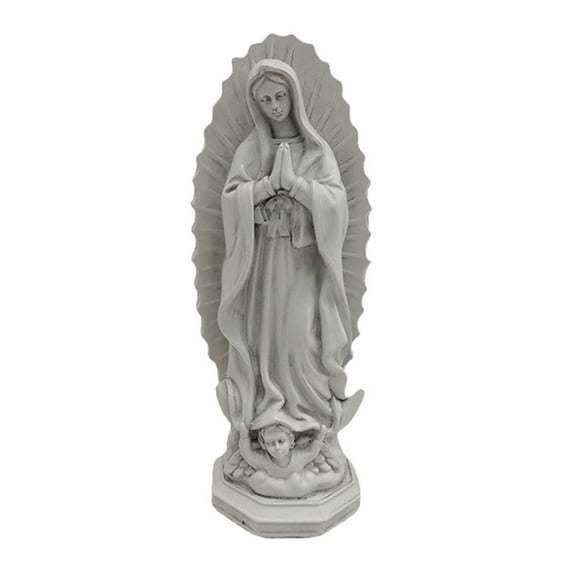Resin Mary Statue Blessed Mother Sculpture Collection Handmade Religious for Wedding Home Desktop Patio , grey