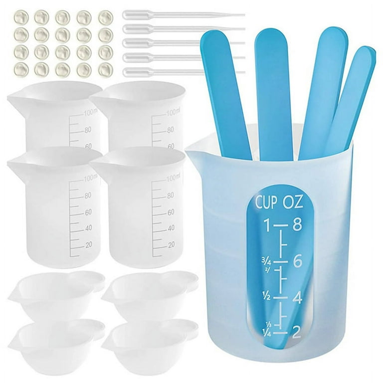 Resin Measuring Cups Tool Kit Non-Stick Silicone Bowls for Epoxy Resin  Reusable Silicone Mixing Cup with Stir Sticks 