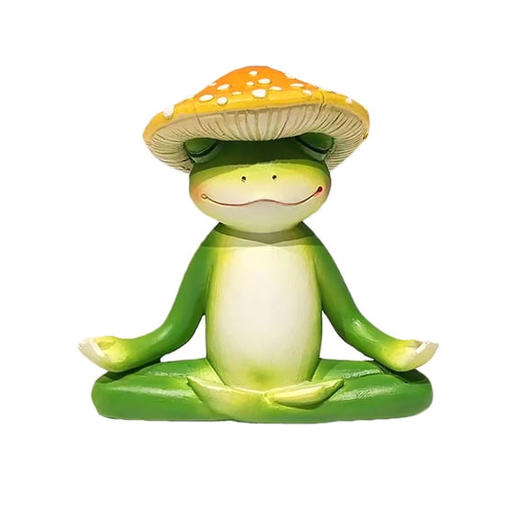 Resin Meditating Frog Statue, Interior Space Decor, Zen Animal Figurine for Home Office Shelf and Tabletop Display