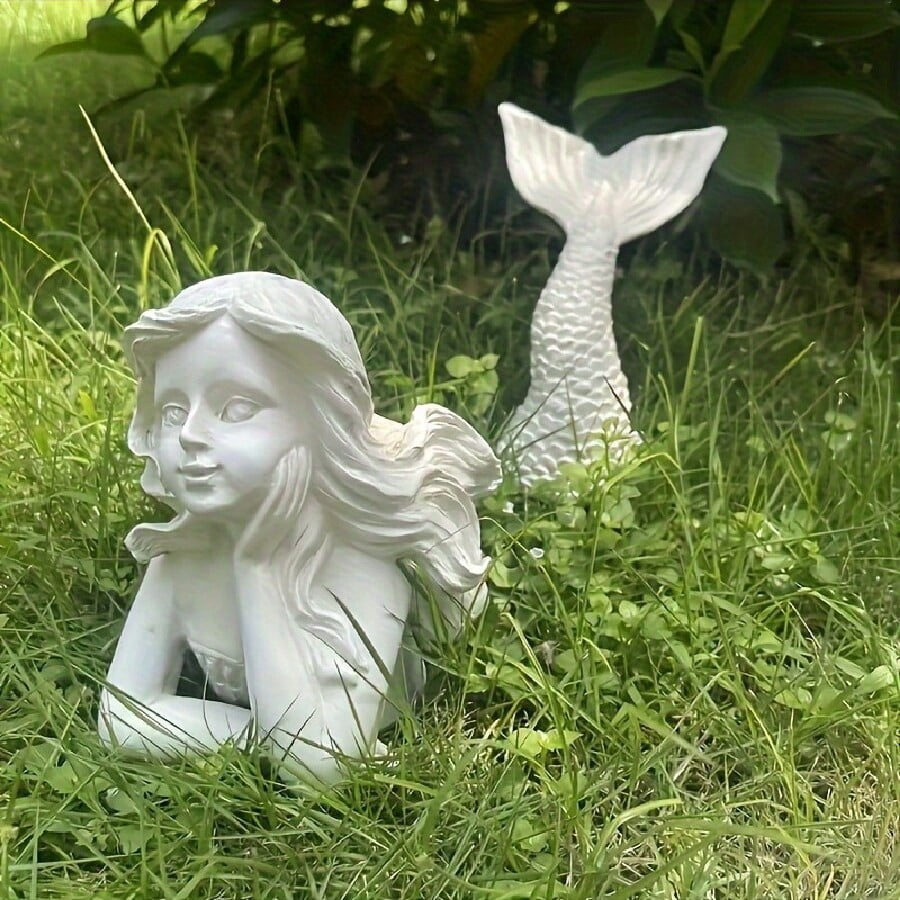 Resin Mermaid Garden Statue,Large Mermaid Statue Outdoor Decor,Mermaid Goddess of Ocean Figurine Garden Ornaments for Pond Lawn Yard Porch Decor