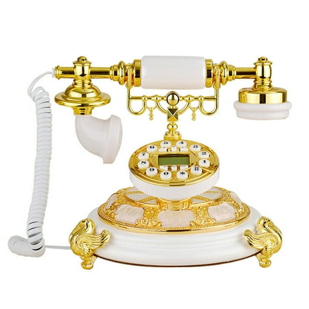 Resin+Metal Antique European Style Telephone Old Fashioned Rotary Dial Phone Handset Phone