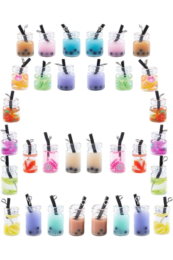 Resin Milk Tea Fruit Tea Charms DIY Mixed Color