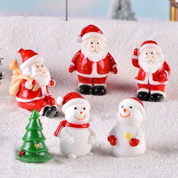 Resin Mini Christmas Santa Claus Tree Snowman Figurine DIY Fairy Garden Decor