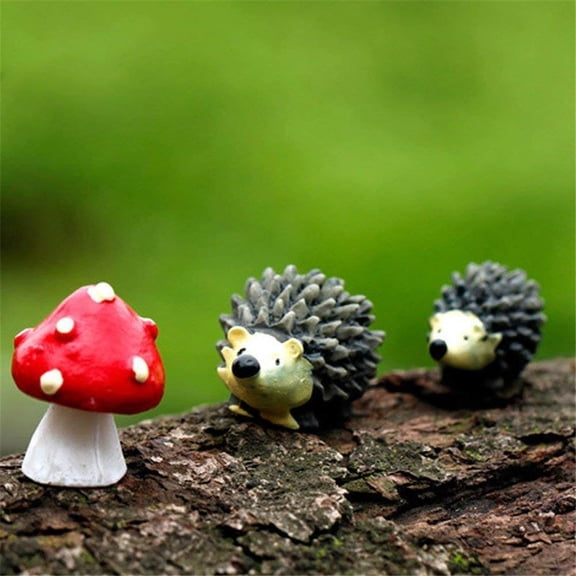 Resin Mini Hedgehogs and Mushroom,Miniature Figurines,Fairy Garden Accessories and Supplies,Craft Decor