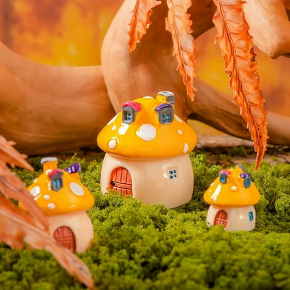 Resin Mini Mushroom House DIY Garden Micro Landscape Design Cute Fairy Miniatures Home Desk Decoration Figurine Craft Ornaments