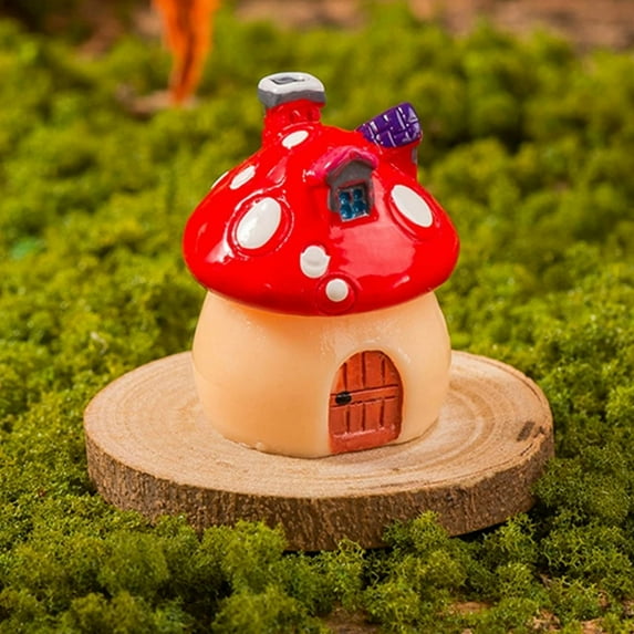 Resin Mini Mushroom House DIY Garden Micro Landscape Design Cute Fairy Miniatures Home Desk Decoration Figurine Craft Ornaments
