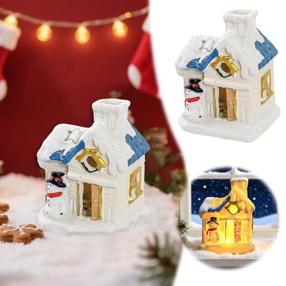 Resin Miniature Snow Scene Ornament for Christmas Holiday Desktop Display Micro Decoration