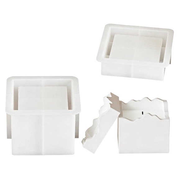 Resin Mold Silicone Square Storage Box Design, Creative Candle Vessel Mold with Lid for Epoxy Resin DIY, Reusable Flexible Casting Mold for Jewelry Trinket Candy Container Home Craft
