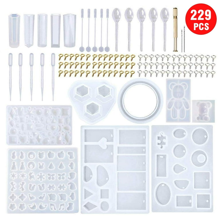 229Pcs Silicone Mold Uv Resin DIY Clay Epoxy Resin Casting Molds for  Jewelry