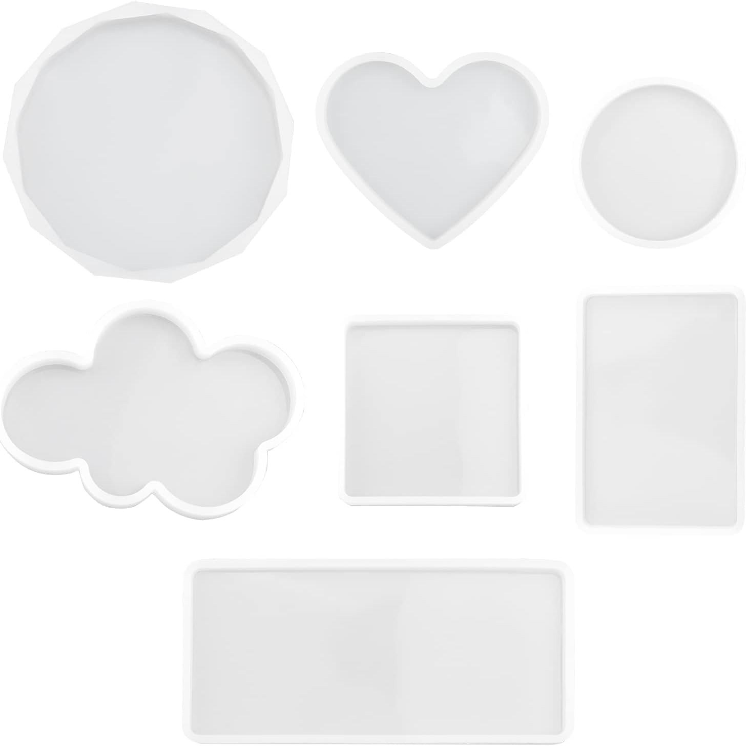 Resin Molds, Set of 7 Epoxy Resin Casting Moulds with Round Coaster