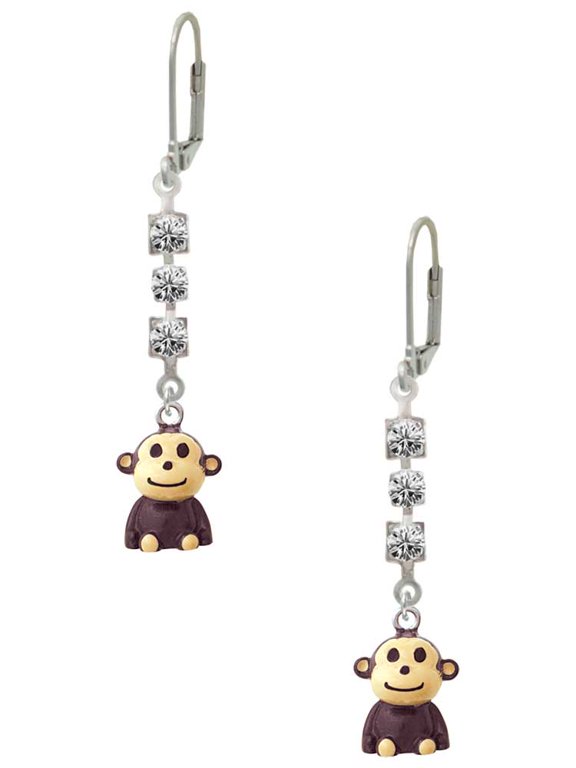 Resin Monkey Crystal Madison Leverback Earrings